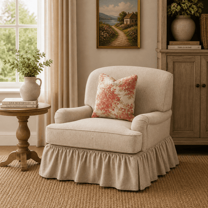 Coral Pattern skirted Accent Chair