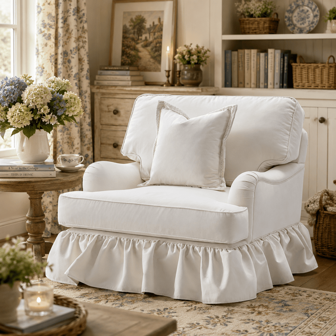 Cottage Calm by Noof Alaboudi Beige Skirted Chair