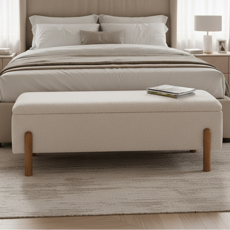 Cozy Haven Cream Bench x W140