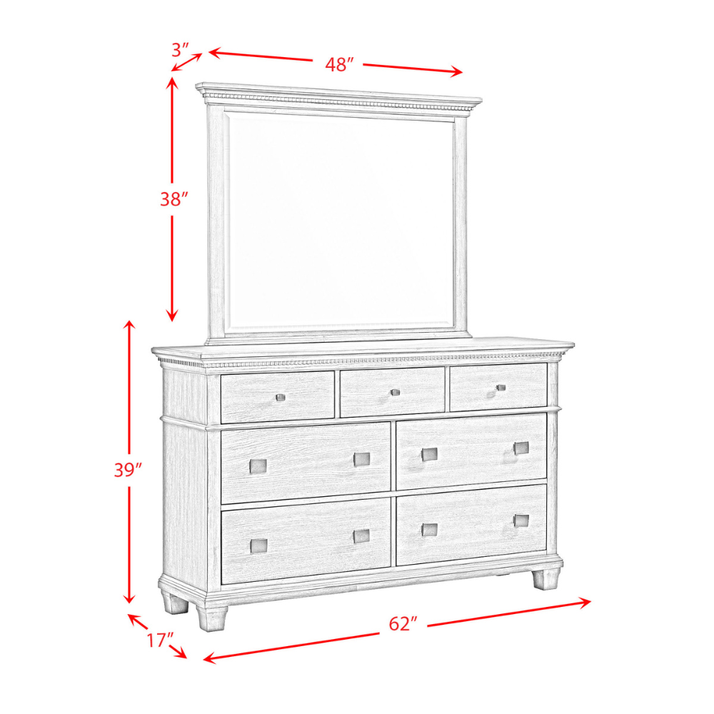 Crawford Dresser &amp; Mirror Set Grey