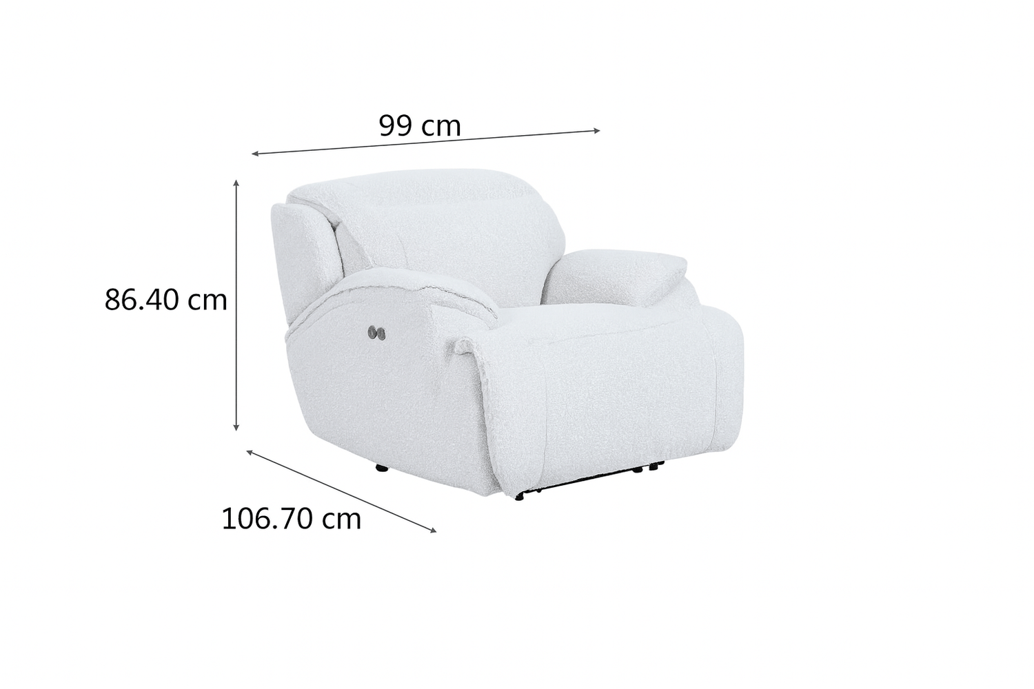 Cushy White Power Motion Arm Chair ( 99cm)