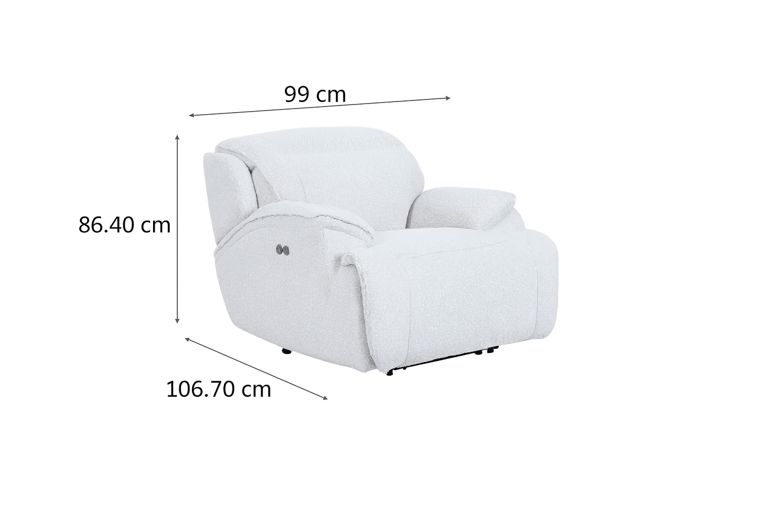 Cushy White Power Motion Arm Chair ( 99cm)