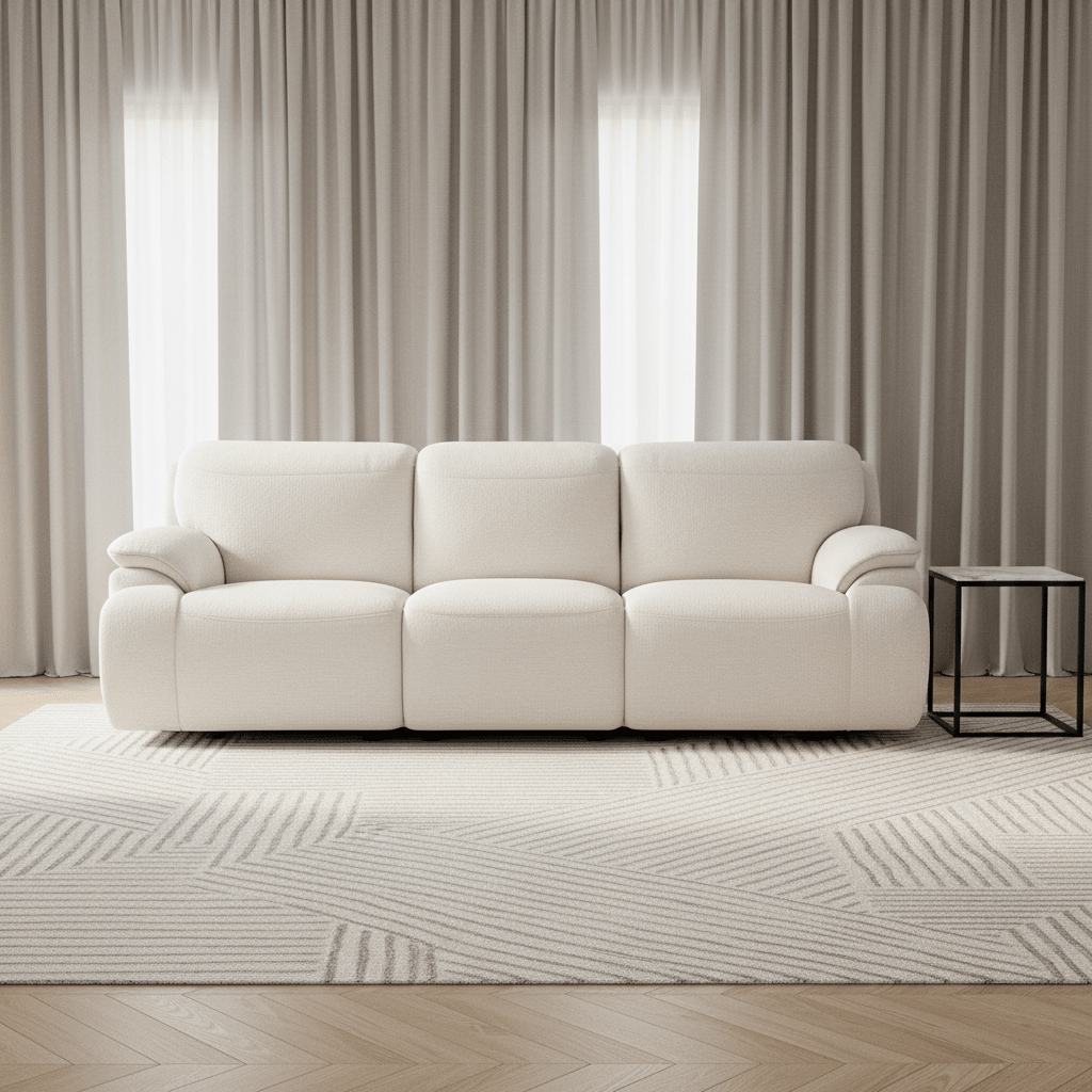 Cushy White Power Motion Sofa