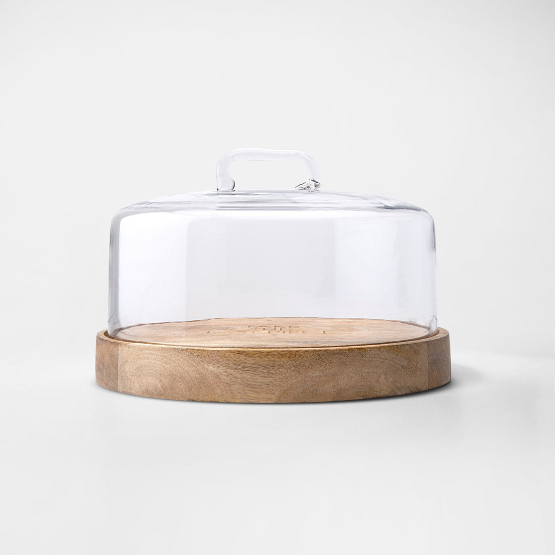 Cylindrical Glass Cloche With Wooden Base