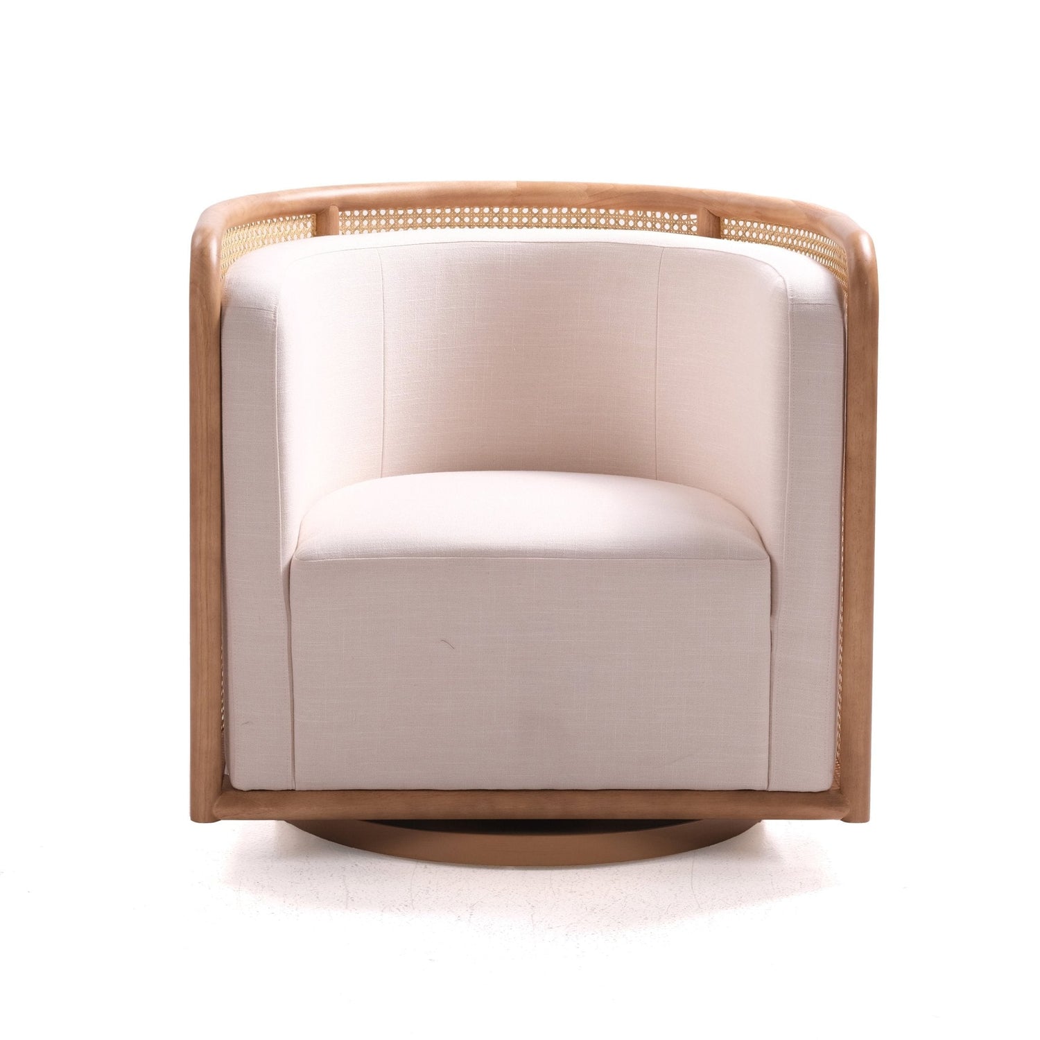 Dove White Rattan Swivel Accent Chair