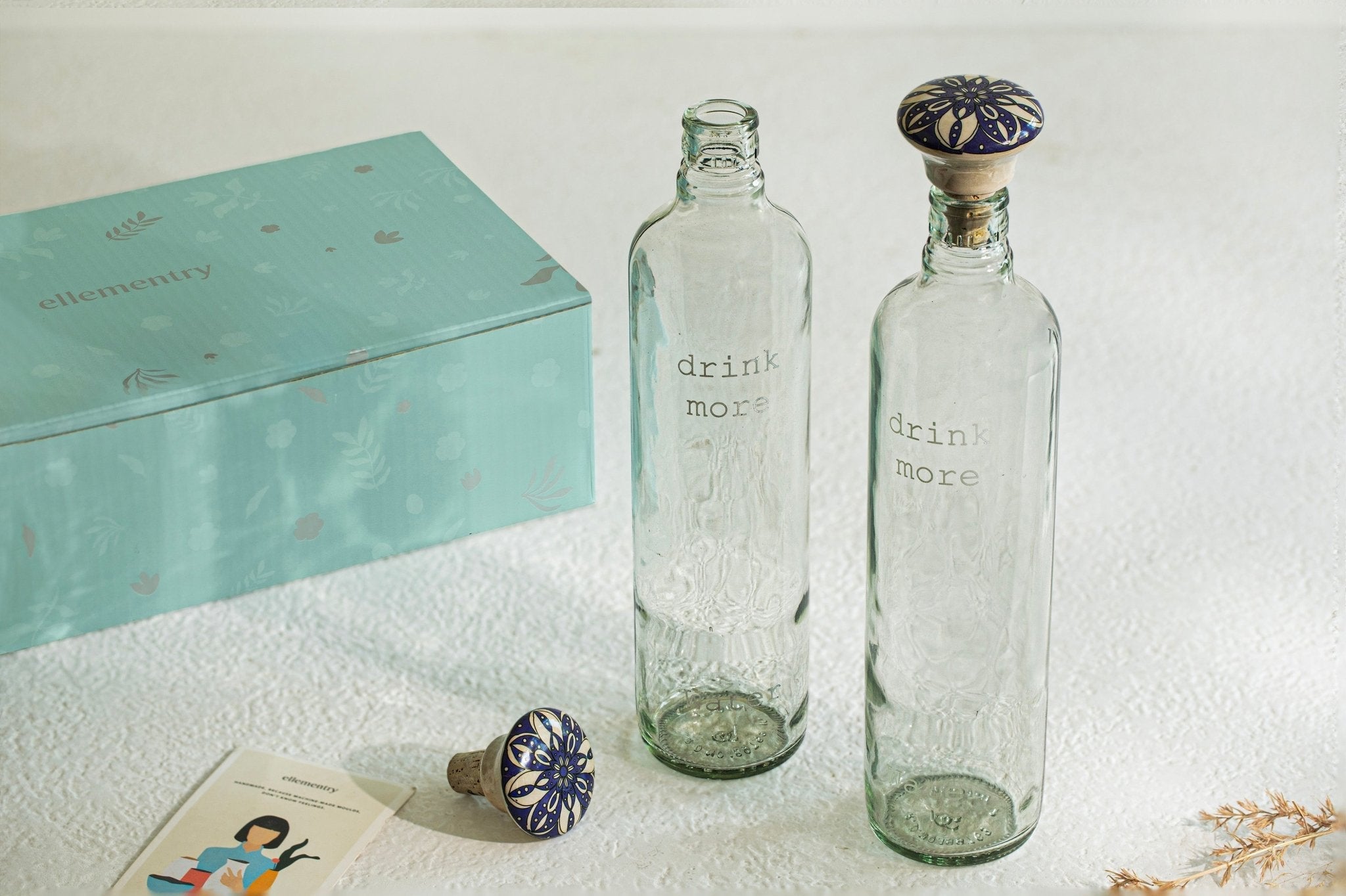 Drink More Glass Water Bottle Set of Two