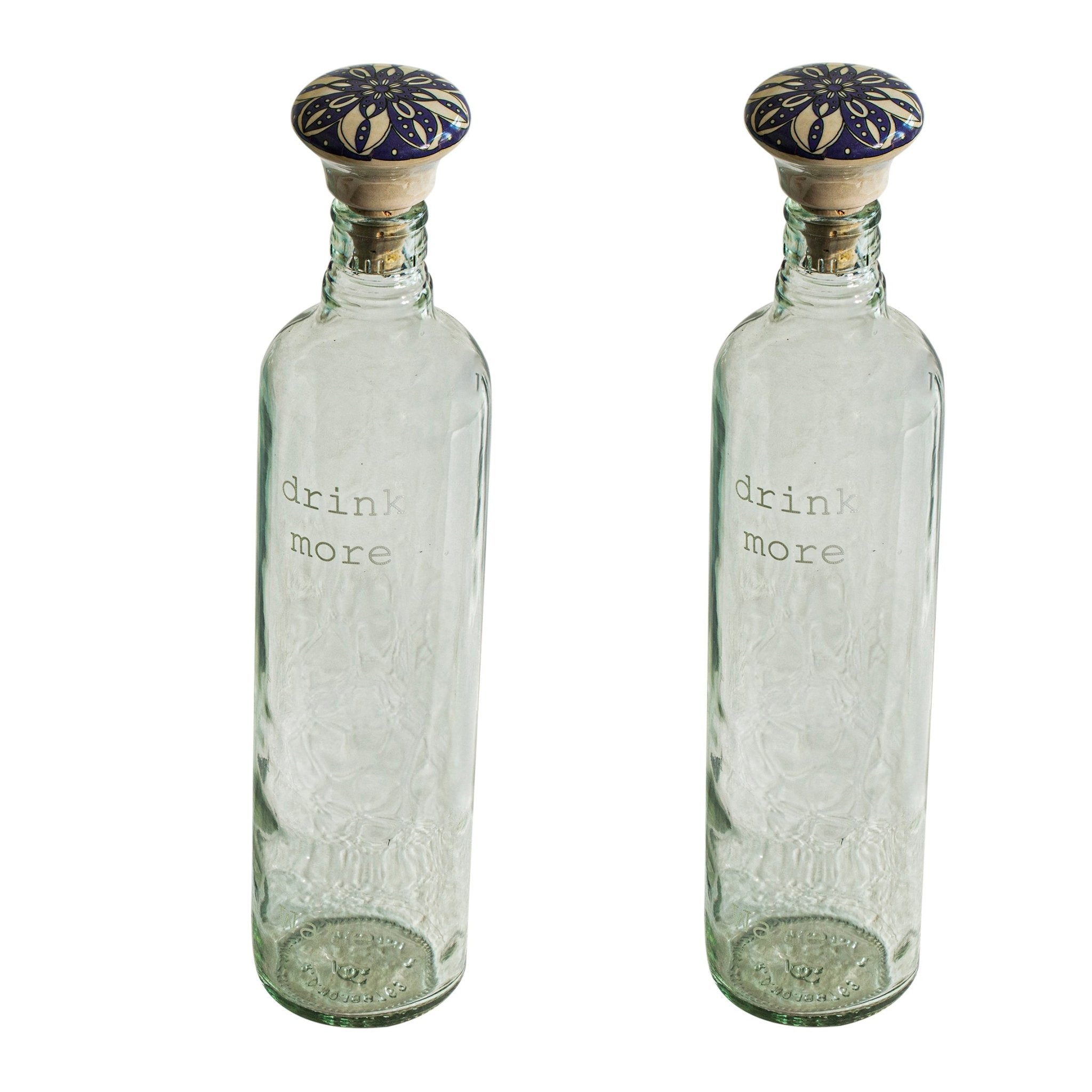 Drink More Glass Water Bottle Set of Two