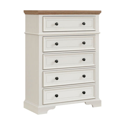 Eastwood Youth 5-Drawer Chest in Brown and Off-White
