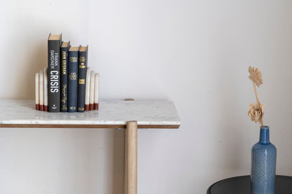 ELEN Acacia wood White Marble Console table