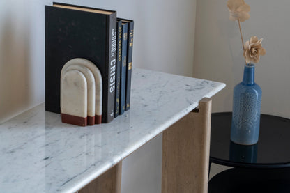 ELEN Acacia wood White Marble Console table