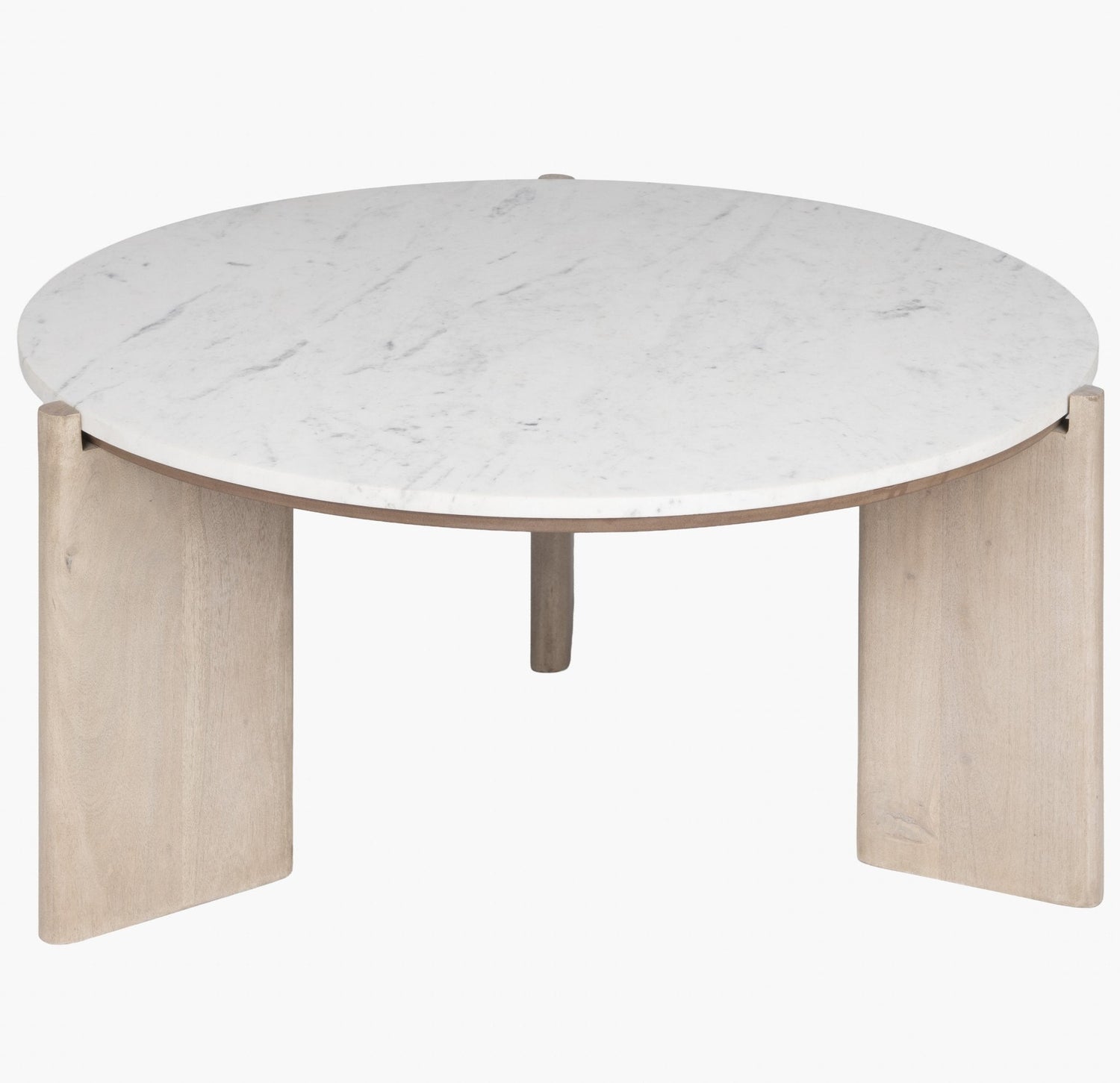 ELEN Acacia wood White Marble Round Coffee table