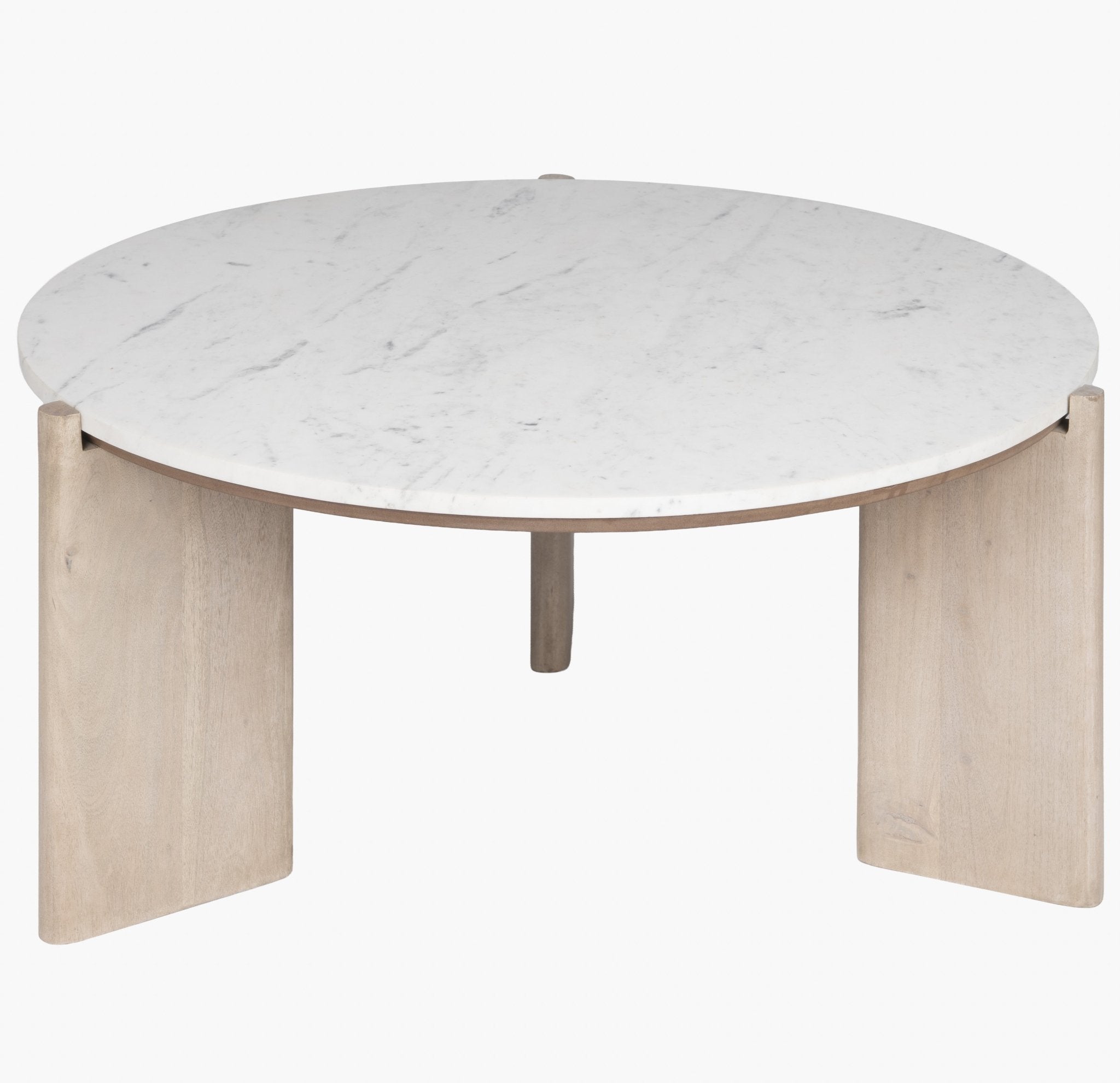 ELEN Acacia wood White Marble Round Coffee table