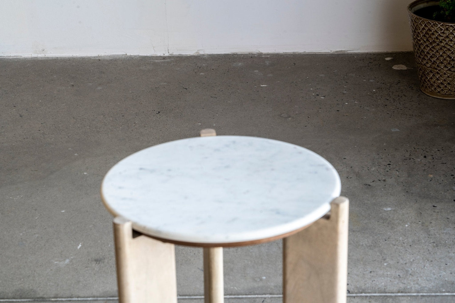 ELEN Acacia wood White Marble Side table