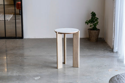 ELEN Acacia wood White Marble Side table