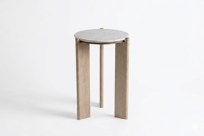 ELEN Acacia wood White Marble Side table