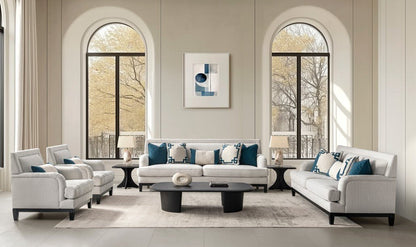 Elevated Greek Off-White Arm Chair