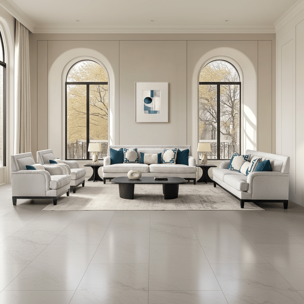 Elevated Greek Off-White Sofa