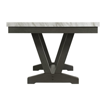Everdeen Dining Table w/ White Faux Marble Top in Charcoal