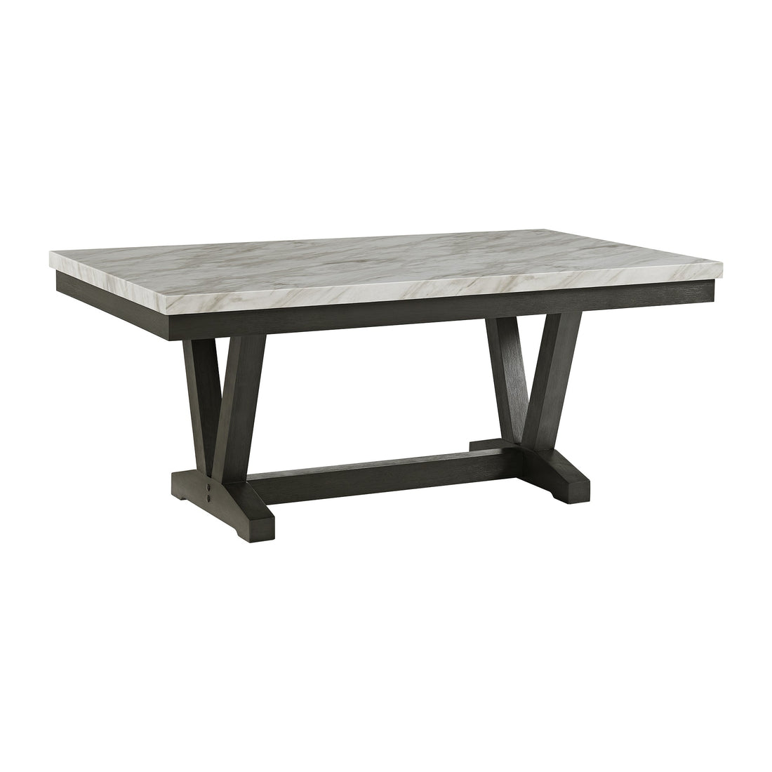Everdeen Dining Table w/ White Faux Marble Top in Charcoal