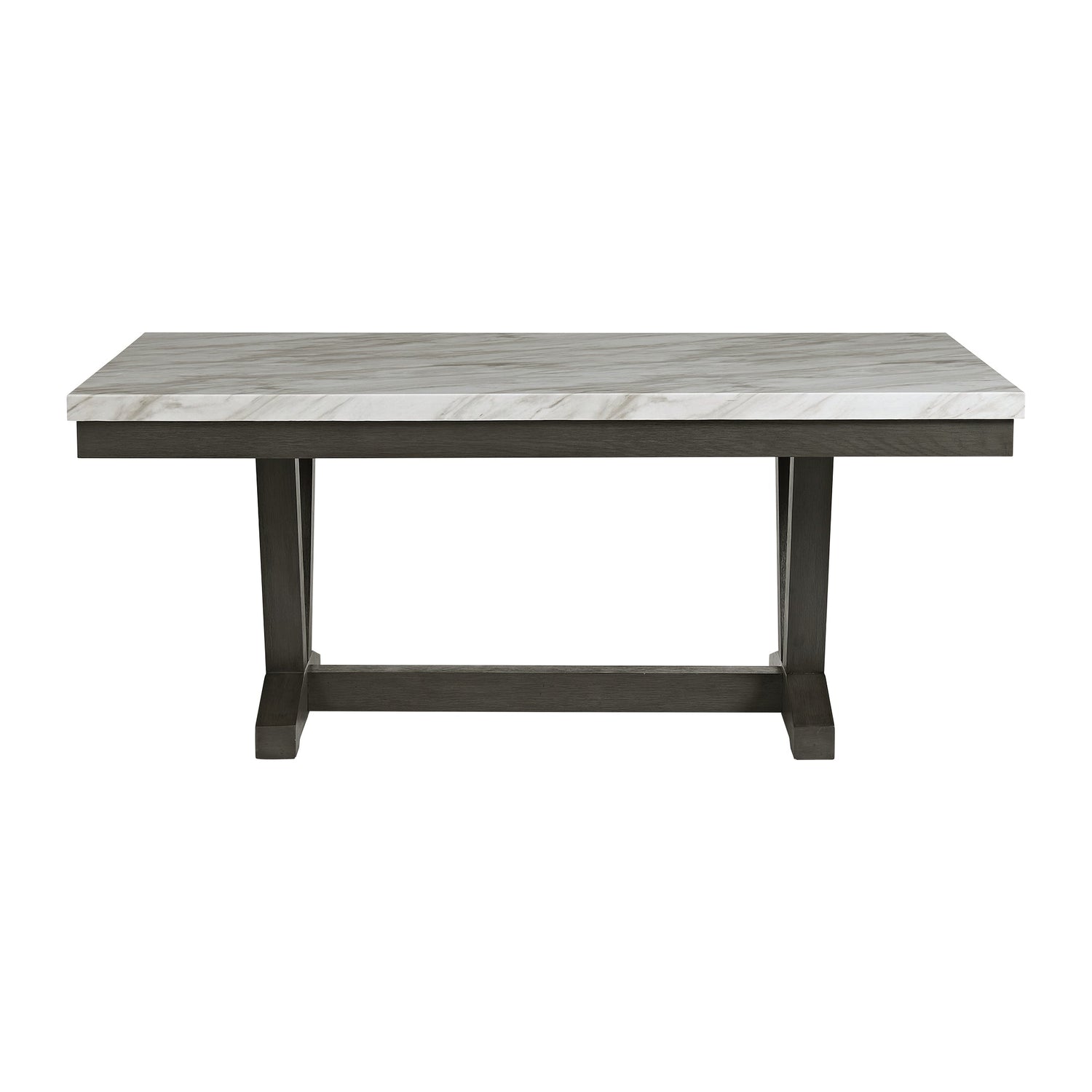 Everdeen Dining Table w/ White Faux Marble Top in Charcoal