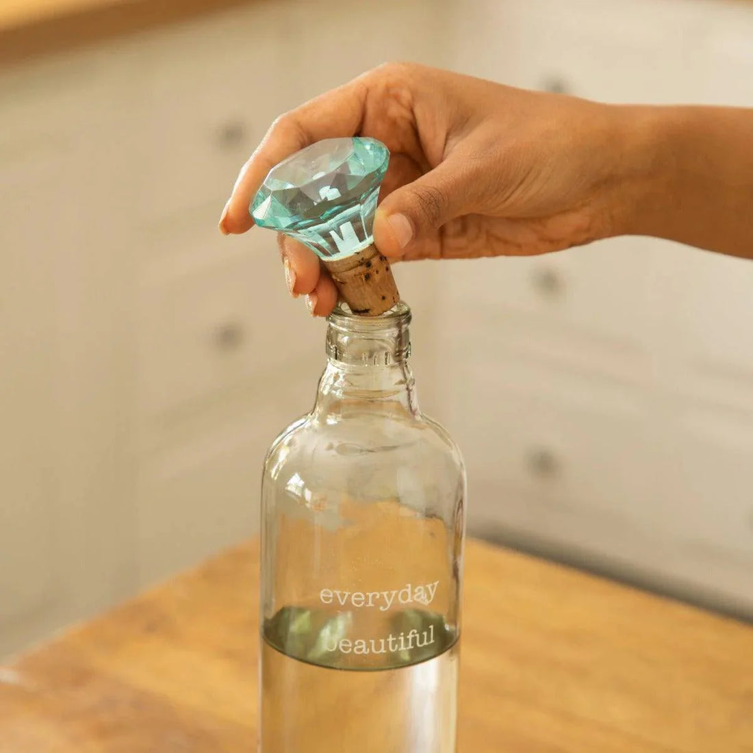 Everyday Glass Bottle W/Blue Glass Stopper