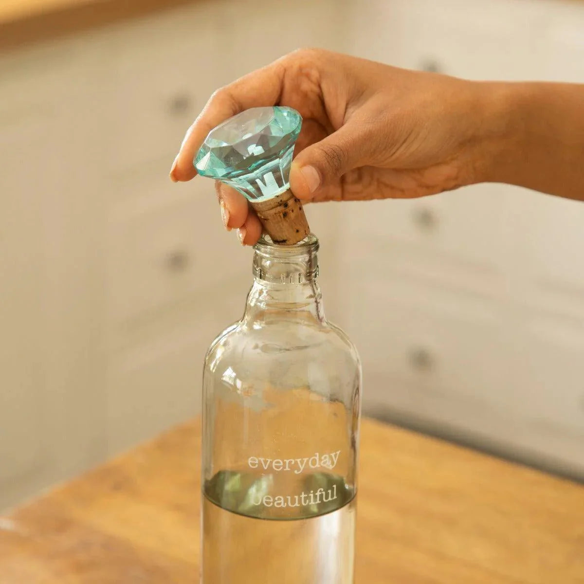 Everyday Glass Bottle W/Blue Glass Stopper