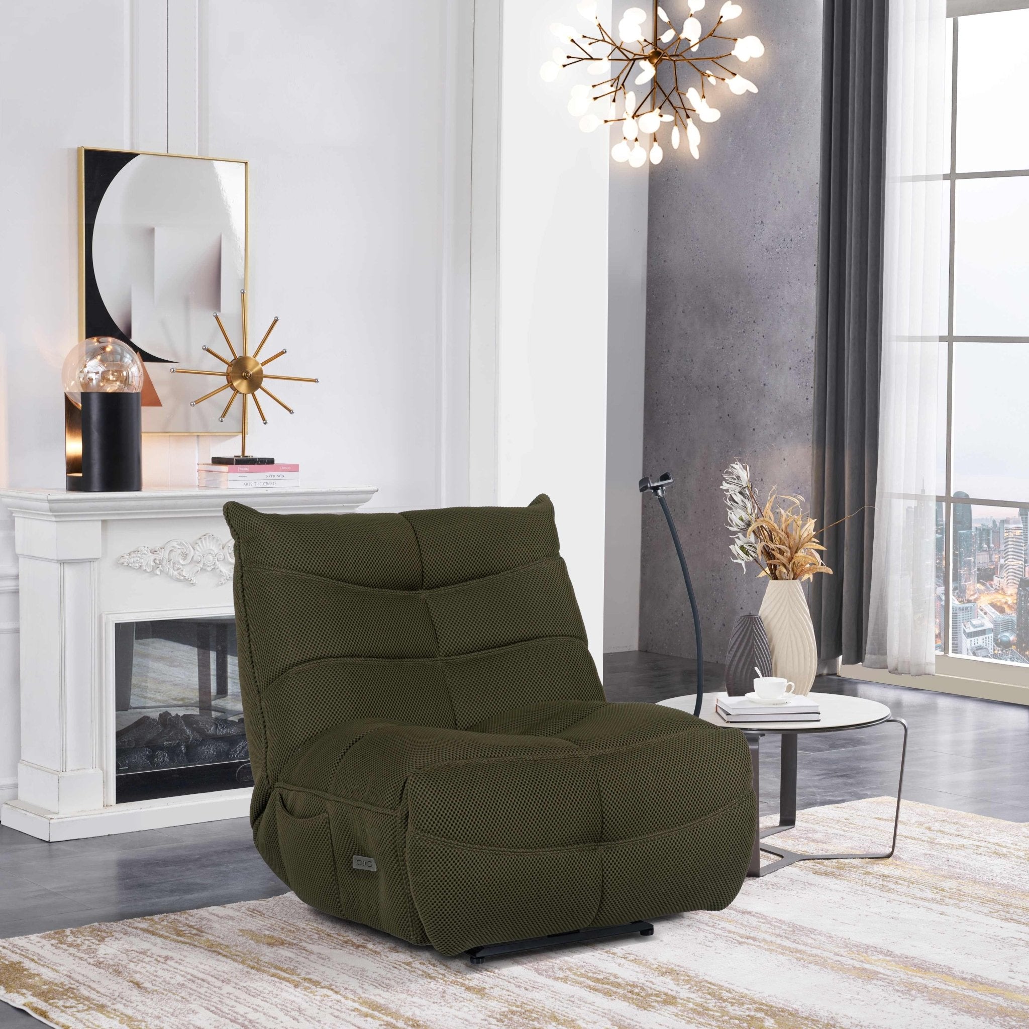 Finn Army green Swivel Power Recliner