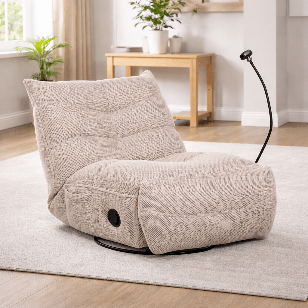 Finn Beige Swivel Power Recliner