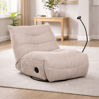 Finn Beige Swivel Power Recliner