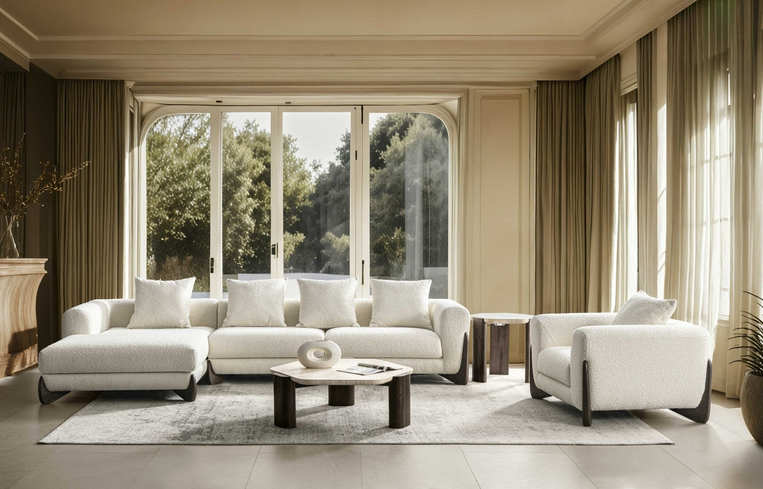 Floux White Accent Chair