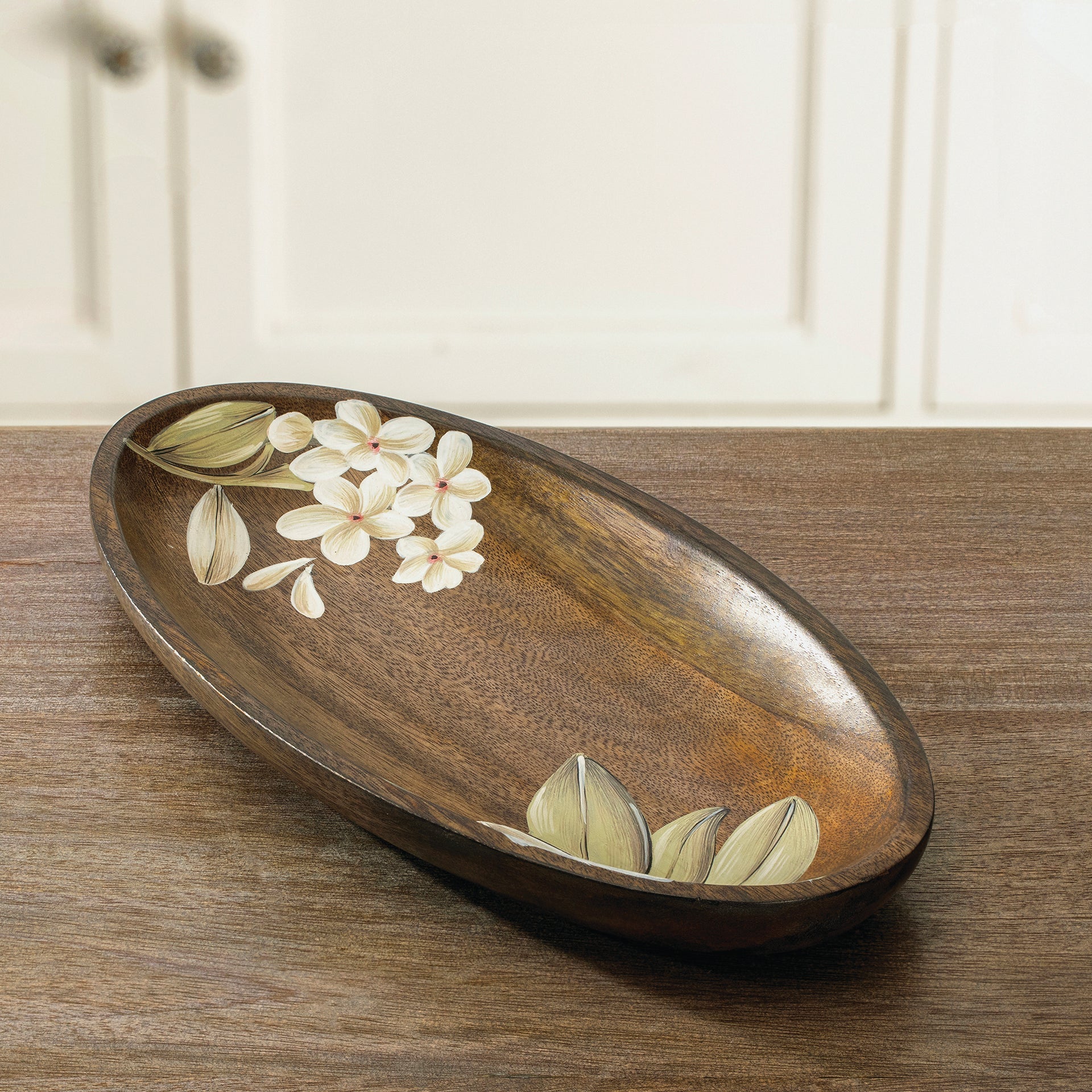 Frangipani Oval Wooden Platter(Small)