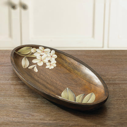 Frangipani Oval Wooden Platter(Small)