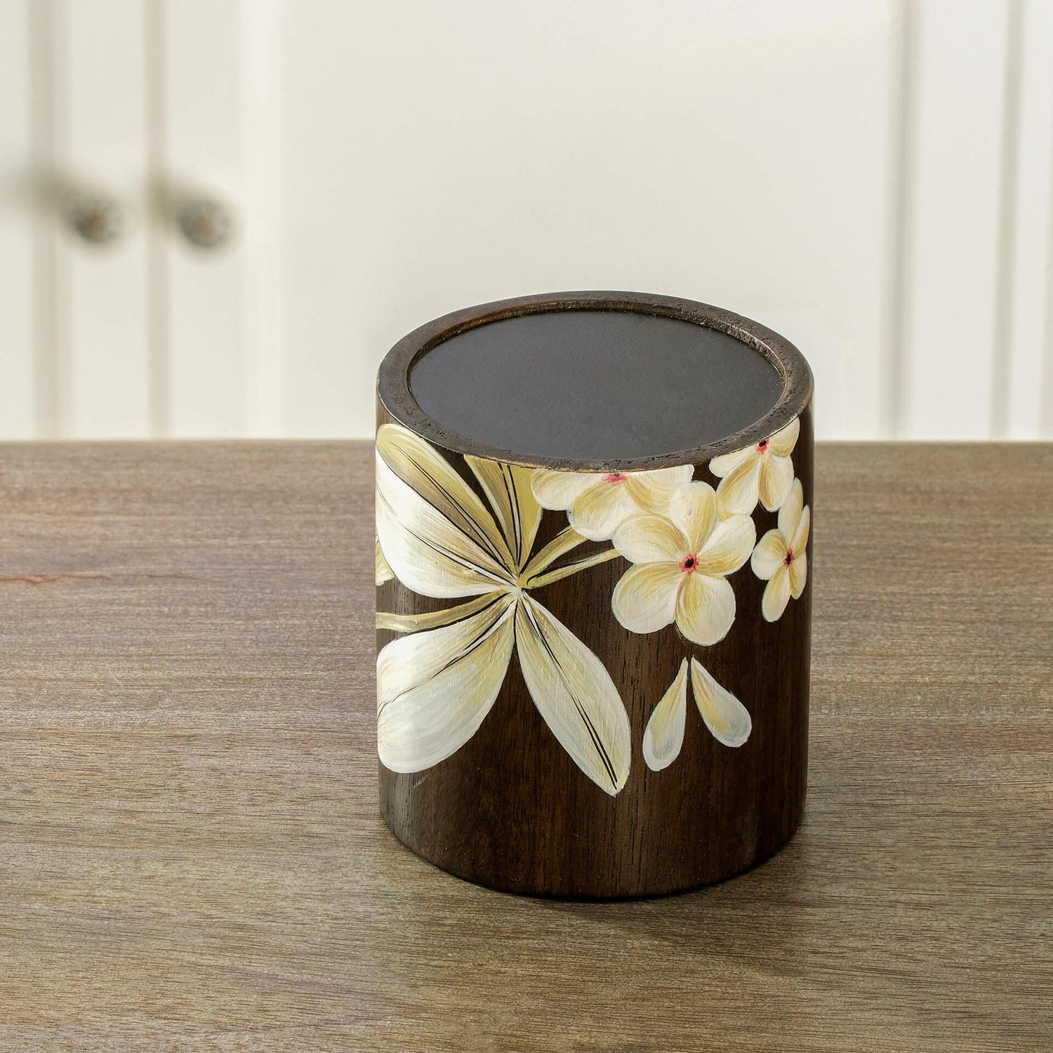 Frangipani Wooden Candle Holder (Small)