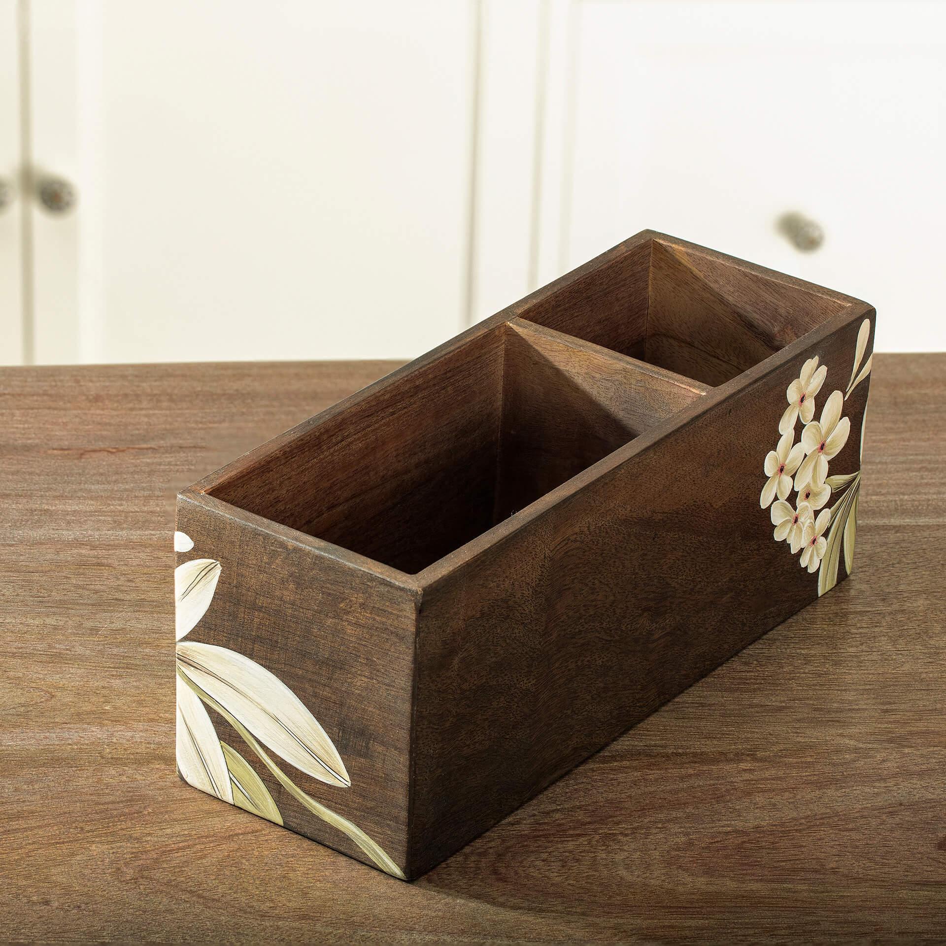 Frangipani Wooden Cutlery Stand
