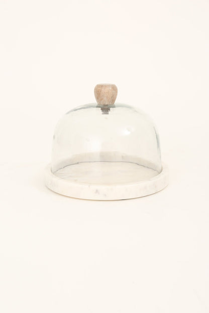 GLASS CLOCH W/MARBLE BASE