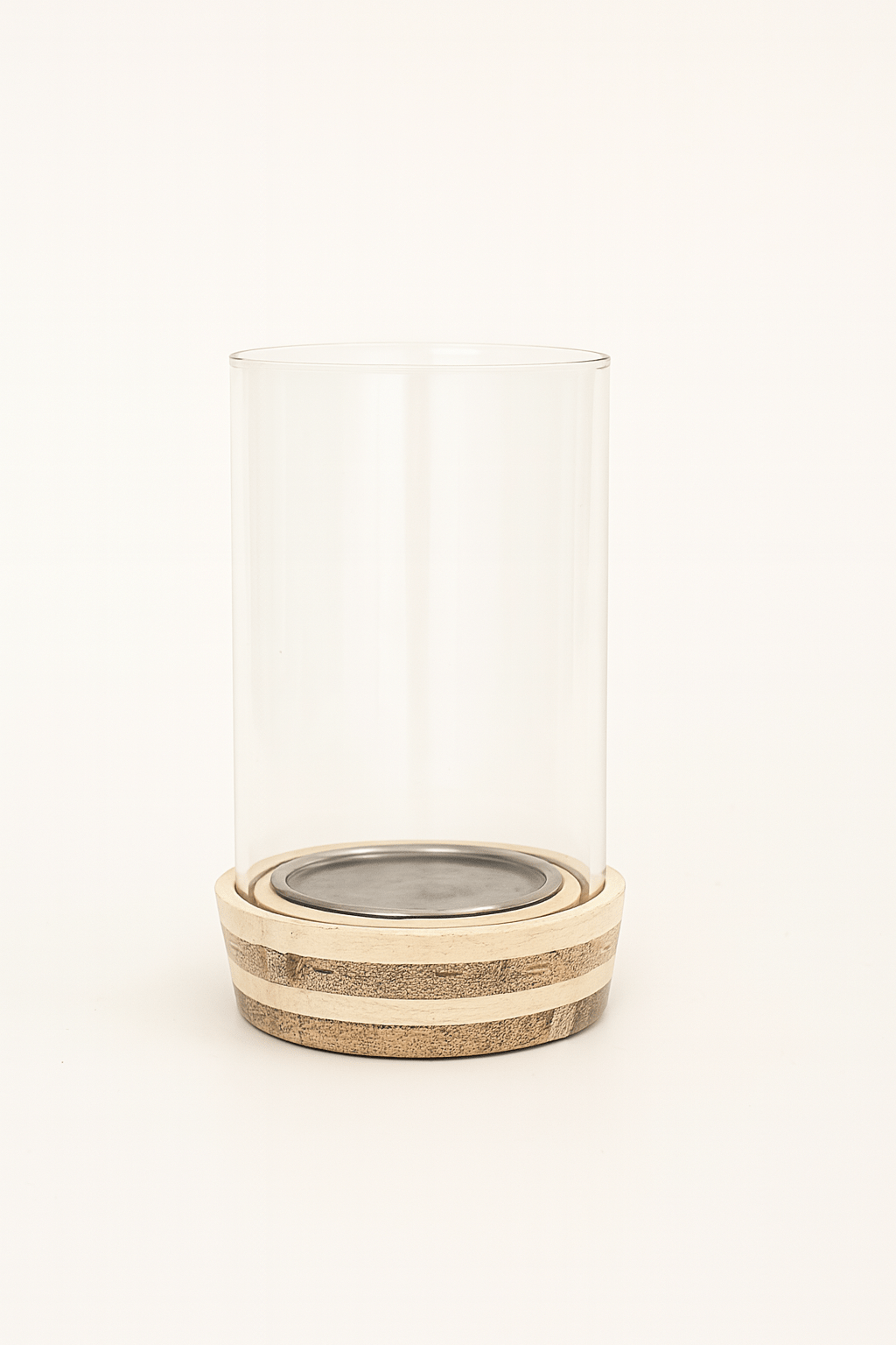 GLASS HURRICANE W/WDN BASE