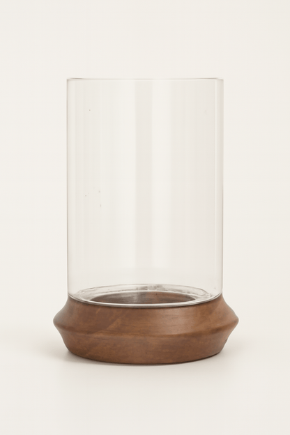 GLASS HURRICANE W/WDN BASE