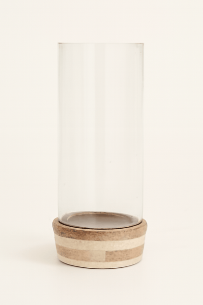 GLASS HURRICANE W/WDN BASE