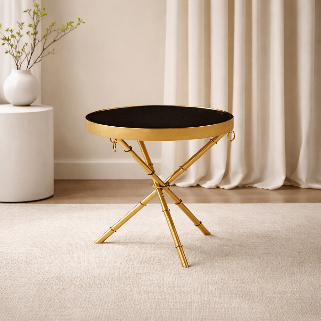 Gold Cane End Table