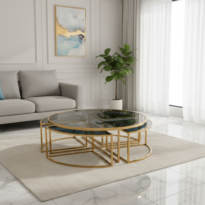 Gold Mirror Coffee Tables SET
