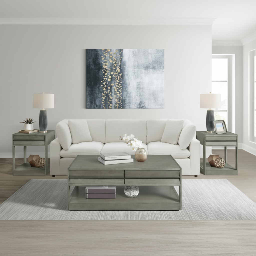 Gordon Rectangular Coffee Table In Grey