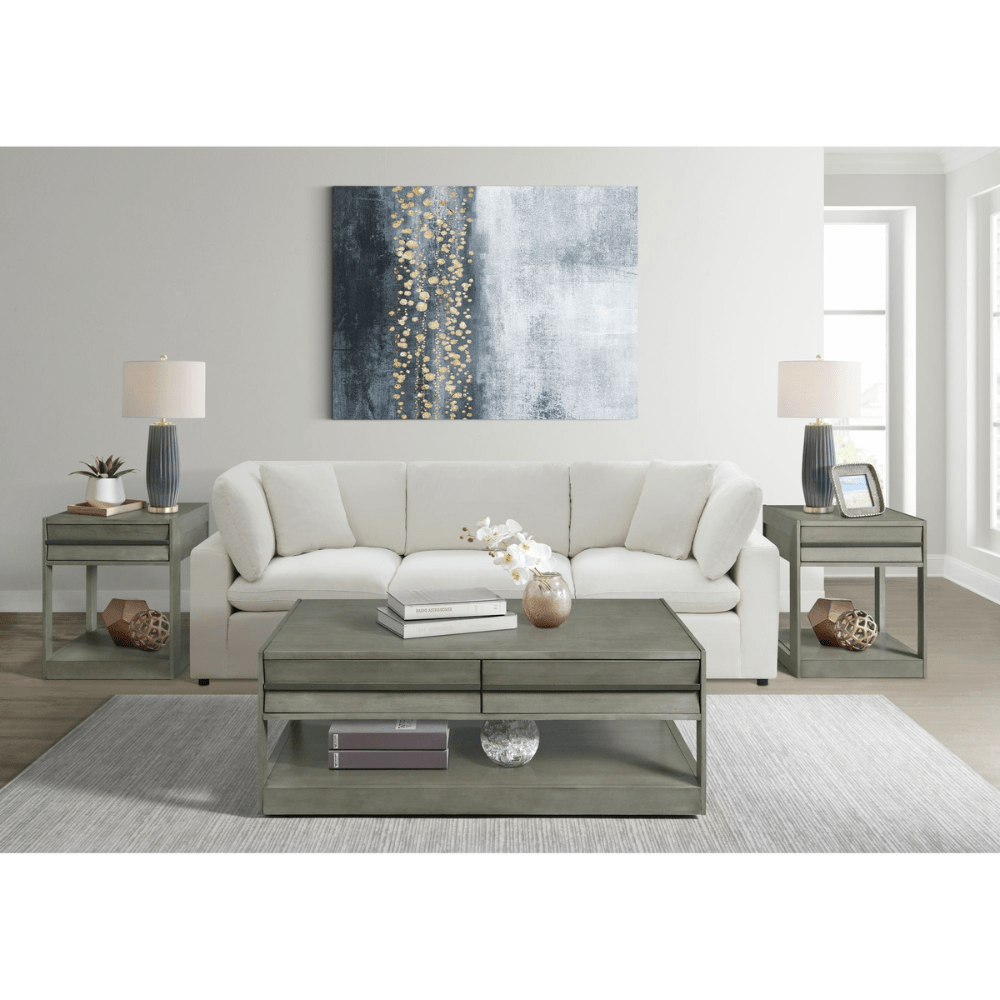 Gordon Rectangular End Table In Grey