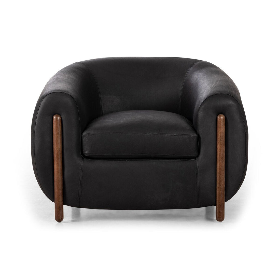 Grace Black Leather Arm Chair (96cm)