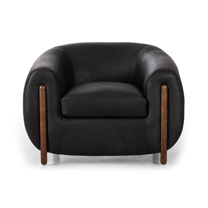 Grace Black Leather Arm Chair (96cm)