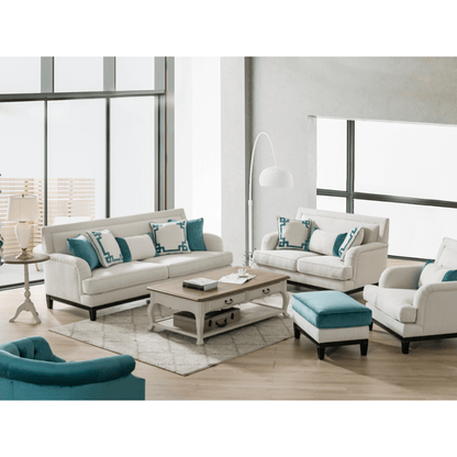 Greek Key Off White Loveseat