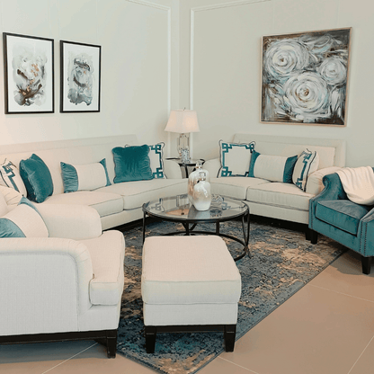 Greek Key Off White Loveseat