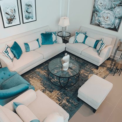 Greek Key Off White Loveseat