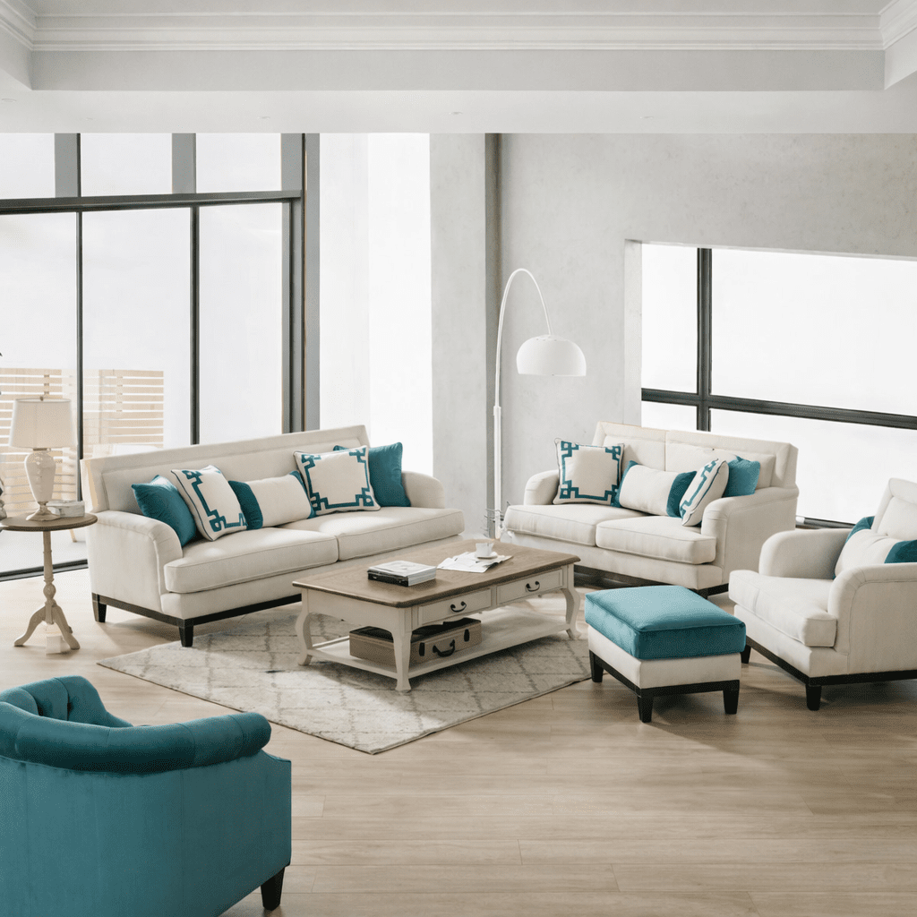 Greek Key Off White Sofa