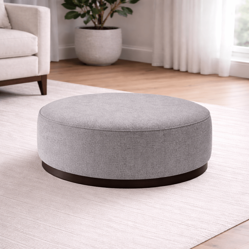 Grey Linen Ottoman W91xH36cm