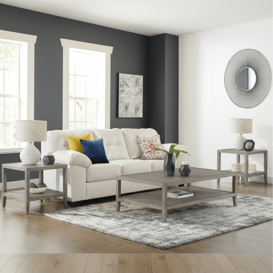 Grey Oak Wood Side Table